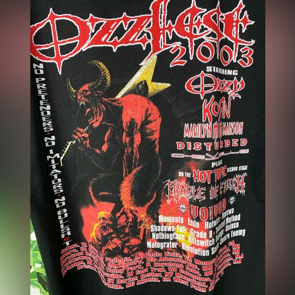 Vintage Ozzfest 2003 Tour T Shirt KORN Marilyn Manson Disturbed Chevelle Ozzy - Picture 6 of 6